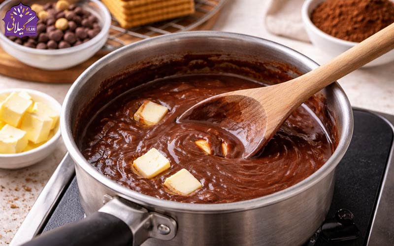 آب-کردن-شکلات-برای-تهیه-کیک-یخچالی-شکلاتی