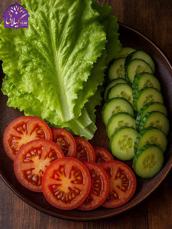 برگ-کاهو-اسلایس-گوجه-اسلایس-خیار