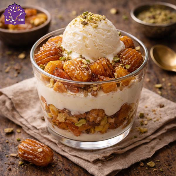 دسر-زولبیا-و-بامیه-با-بستنی-برای-افطار