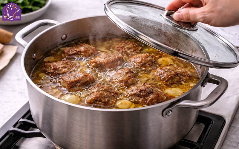مرحله-پخت-گوشت-غذای-چلو-گوشت-مجلسی