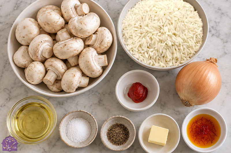 مواد-لازم-برای-تهیه-قارچ-پلو