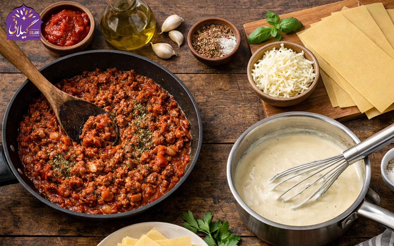 مواد-لازم-برای-تهیه-لازانیا-در-تابه