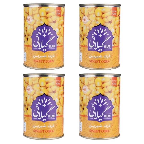 کنسرو ذرت شیرین گیلانی 420 گرم بسته 4 عددی