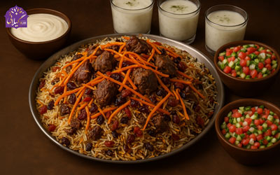 طرز تهیه قابلی پلو اصل با گوشت و هویج + تاریخچه و نکات