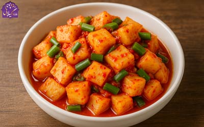 طرز تهیه کیم چی ککدوگی | دستور کامل کیم چی ترب سفید کره ای