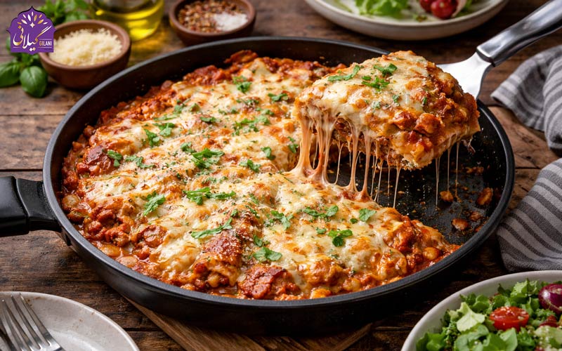 طرز تهیه مرحله به مرحله لازانیا با ماهیتابه بدون فر در خانه