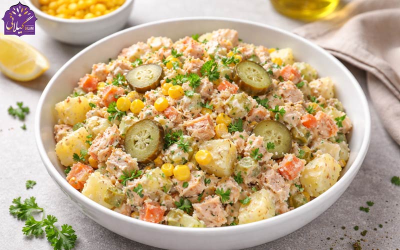 طرز تهیه سالاد تن ماهی ساده با سیب‌زمینی