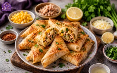طرز تهیه بورک تن ماهی سریع و ساده با نان لواش